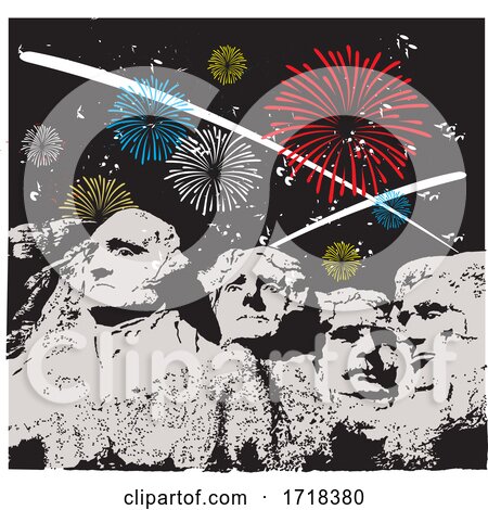Mount Rushmore With Independence Day Fireworks by Johnny Sajem