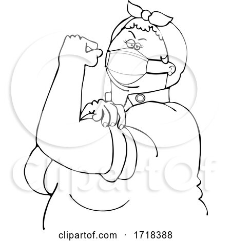 Chubby Rosie the Riveter Flexing and Wearing a Face Mask by djart