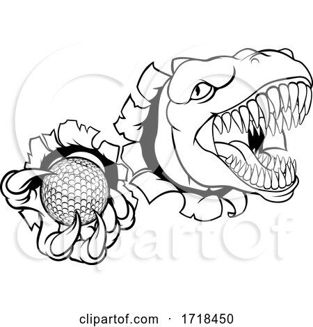 Dinosaur Golf Player Animal Sports Mascot by AtStockIllustration