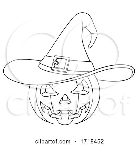 Coloring Book Jack O Lantern Halloween Pumpkin by AtStockIllustration