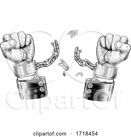 Business Hands Breaking Chains Handcuffs by AtStockIllustration