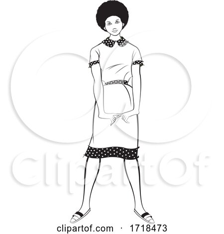 Black and White Lady in a Fashionable Dress by Lal Perera