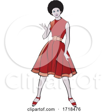 Beautiful Black Lady in a Fashionable Red Dress by Lal Perera