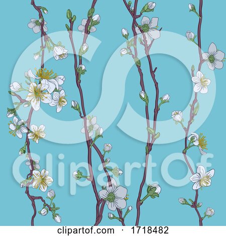 Blossom Japanese Sakura Cherry Flower Pattern by AtStockIllustration