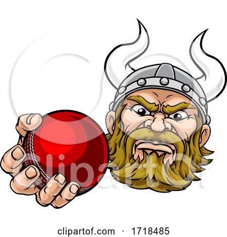 Viking Cricket Ball Sports Mascot Cartoon by AtStockIllustration