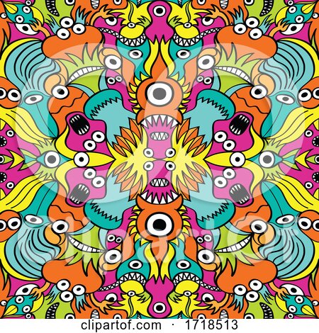 Pattern of Colorful Aquatic Monsters by Zooco