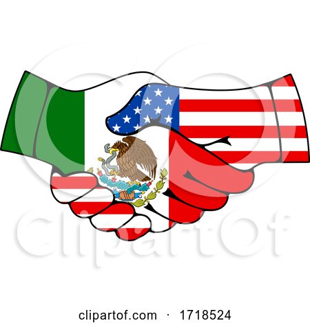 Shaking American and Mexican Flag Hands by Vector Tradition SM