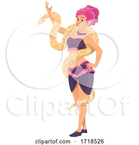Female Circus Performer with a Snake by Vector Tradition SM