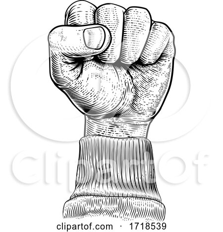 Fist in the Air Vintage Propaganda Poster Style by AtStockIllustration