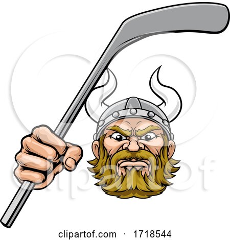 Viking Ice Hockey Sports Mascot Cartoon by AtStockIllustration