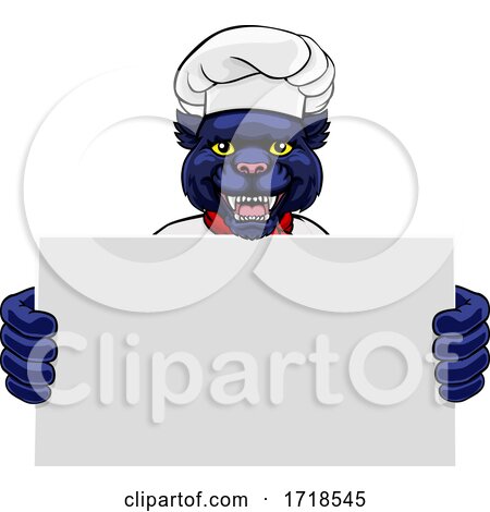 Panther Chef Cartoon Restaurant Mascot Sign by AtStockIllustration