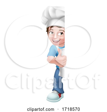 Kid Cartoon Boy Chef Cook Baker Child Sign by AtStockIllustration