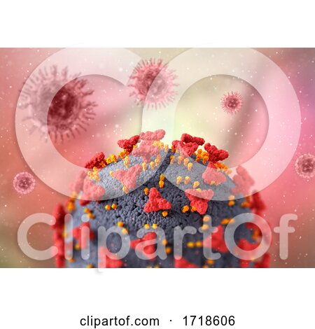 3D Medical Background with Close up of Covid 19 Virus Cell by KJ Pargeter