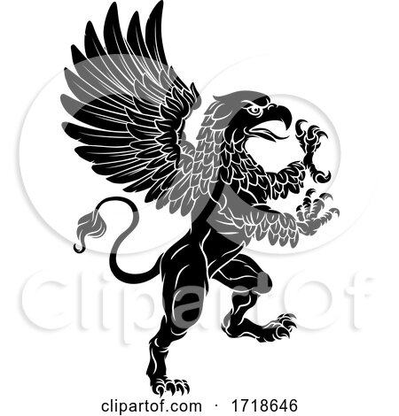 Griffon Rampant Griffin Coat of Arms Crest Mascot by AtStockIllustration