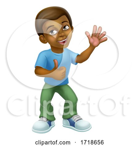 Black Cartoon Boy Child Kid Giving Thumbs up by AtStockIllustration