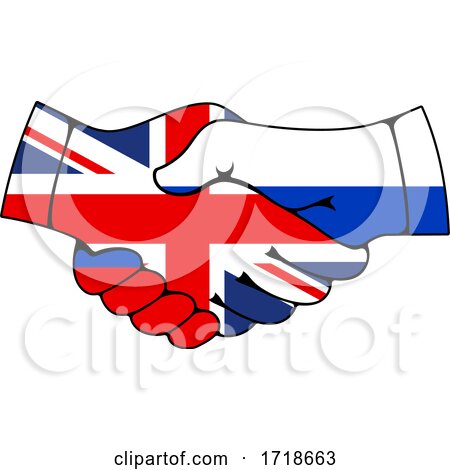 Shaking Great Britain and Russian Flag Hands by Vector Tradition SM