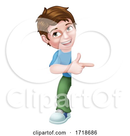 Kid Cartoon Boy Child Pointing Sign by AtStockIllustration