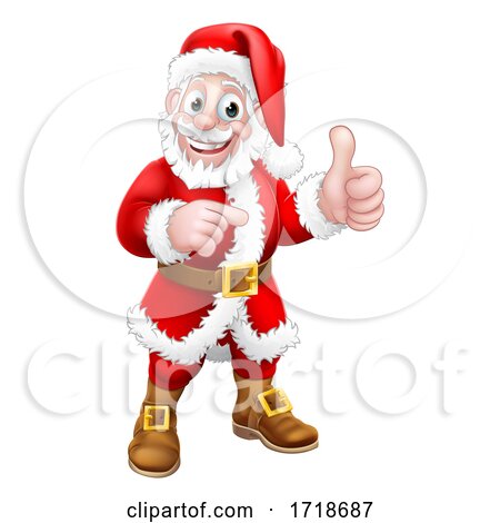 Santa Claus Thumbs up Pointing Christmas Cartoon by AtStockIllustration