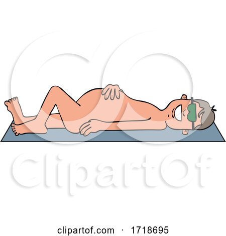 Cartoon Happy Nude Man Sun Bathing on a Beach Towel by djart
