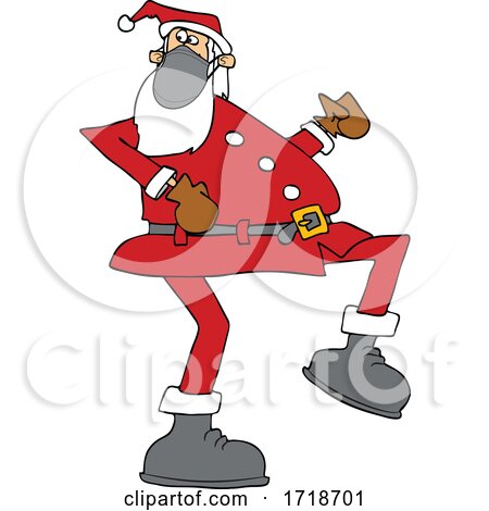 Cartoon Covid Santa Wearing a Mask and Strutting by djart