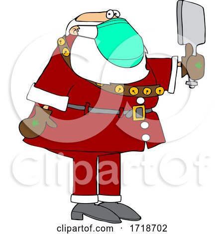 Cartoon Coronavirus Santa Checking Himself out in a Hand Mirror by djart