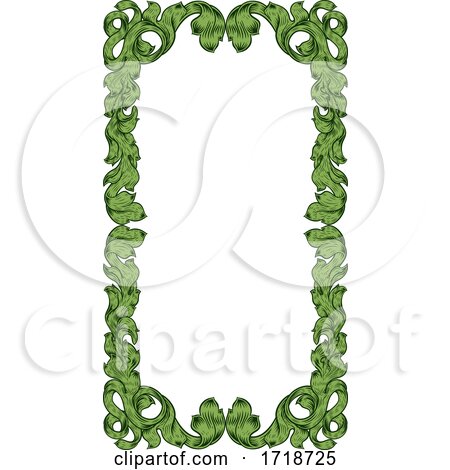 Filigree Heraldry Leaf Pattern Floral Border Frame by AtStockIllustration