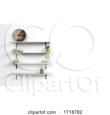 Set of Shelves Isolated on Wall Background by KJ Pargeter