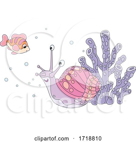 Cute Sea Snail and Fish by Alex Bannykh