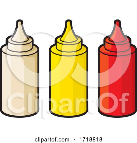 Mayo Mustard and Ketchup Condiment Bottles by Any Vector