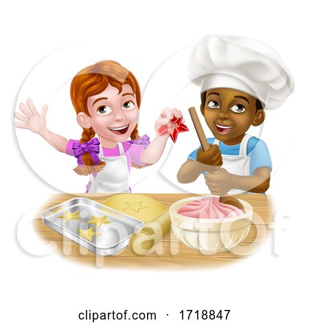 Girl and Boy Cartoon Child Chef Cook Kids by AtStockIllustration