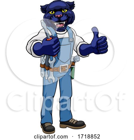 Panther Electrician Handyman Holding Screwdriver by AtStockIllustration