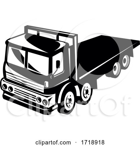 Light weight flatbed truck-high-angle-BW-CUT by patrimonio