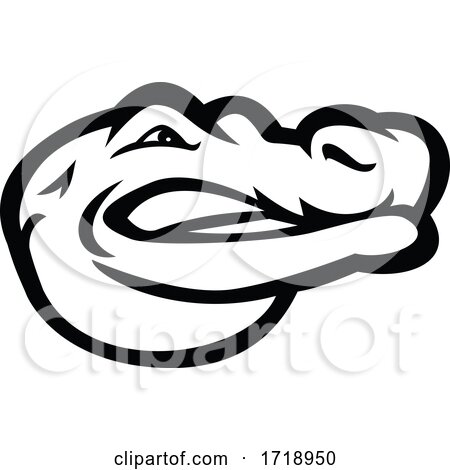 Alligator or Gator Head Side View Mascot Black and White by patrimonio