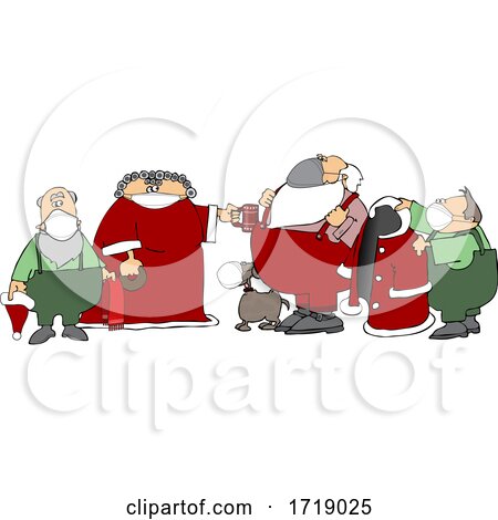 Cartoon Santa Getting Ready for a Corona Virus Christmas by djart