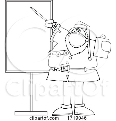 Cartoon Black and White Sauta Wearing a Mask and Pointing to a Board by djart