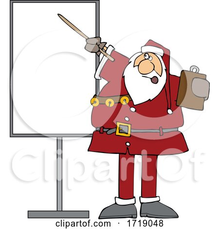 Cartoon Sauta Claus Talking and Pointing to a Board by djart