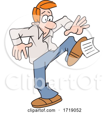 Cartoon Man with a Foot Note Letter by Johnny Sajem