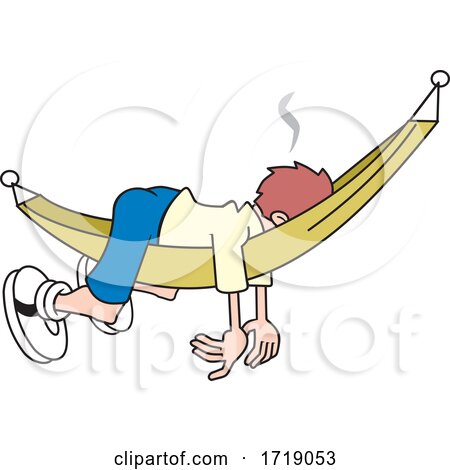 Cartoon Man Sleeping in a Hammock by Johnny Sajem