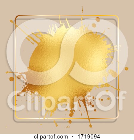 Gold Foil Splatter with Golden Frame by KJ Pargeter