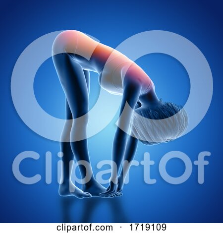 3D Female Figure in Bent over Position with Back Highlighted by KJ Pargeter