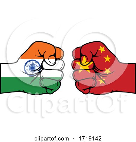 Fisted Indian and Chinese Flag Hands by Vector Tradition SM