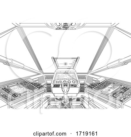Spaceship Space Ship or Air Plane Interior Cockpit by AtStockIllustration
