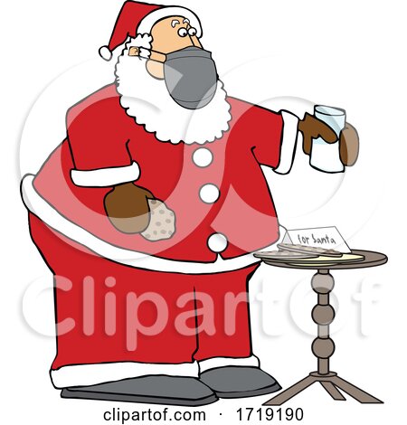 Cartoon Covid Santa with a Christmas Snack by djart