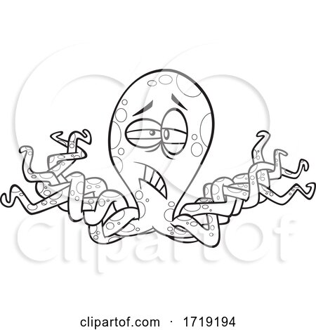 Cartoon Outline Twisted Octopus by toonaday