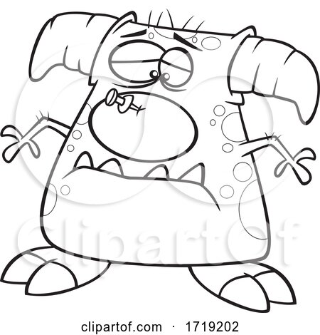Cartoon Outline Monster with a Pin Stuck in His Nose by toonaday
