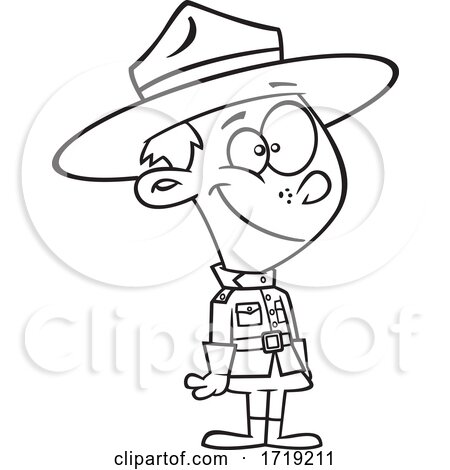 Cartoon Outline Boy Mountie by toonaday