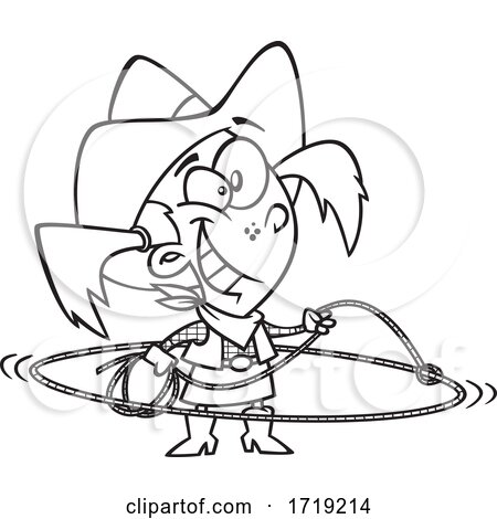 Cartoon Outline Western Cowgirl by toonaday