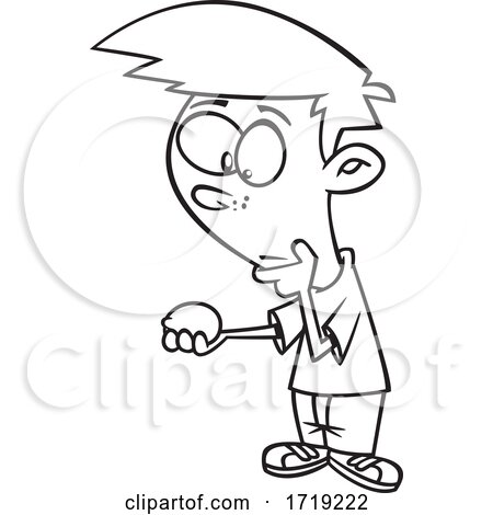 Cartoon Outline Boy Thinking of when Life Gives You Lemons by toonaday