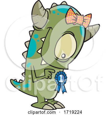 Cartoon Monster with a Winner Medal by toonaday