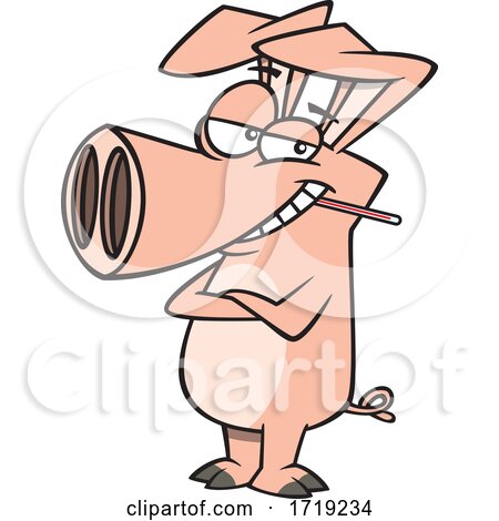 Cartoon Swine with the Flu by toonaday